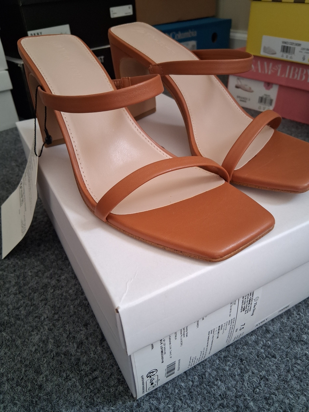 Toffee Brown Double-Strap Block Heel Sandals